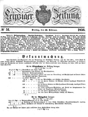 Leipziger Zeitung Freitag 29. Februar 1856