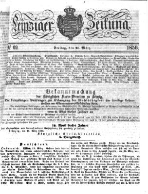 Leipziger Zeitung Freitag 21. März 1856