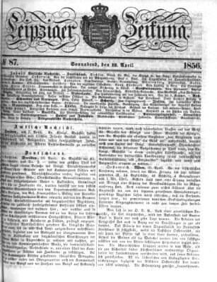 Leipziger Zeitung Samstag 12. April 1856