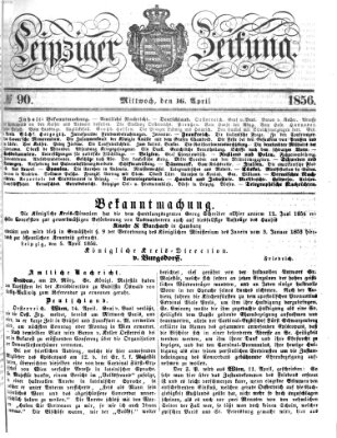 Leipziger Zeitung Mittwoch 16. April 1856