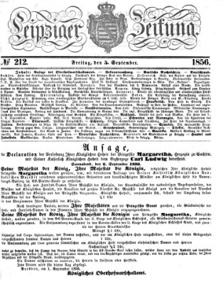 Leipziger Zeitung Freitag 5. September 1856