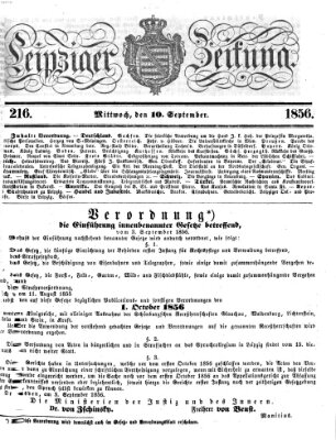 Leipziger Zeitung Mittwoch 10. September 1856