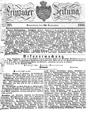 Leipziger Zeitung Samstag 20. September 1856