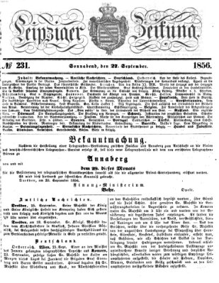 Leipziger Zeitung Samstag 27. September 1856