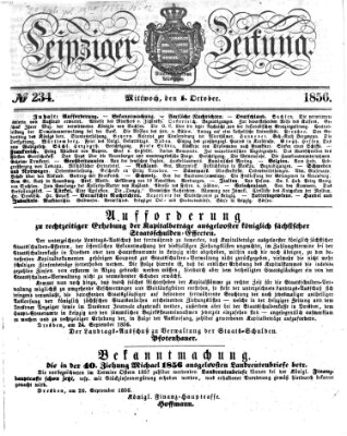 Leipziger Zeitung Mittwoch 1. Oktober 1856