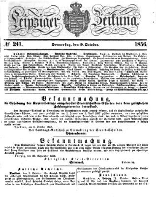 Leipziger Zeitung Donnerstag 9. Oktober 1856