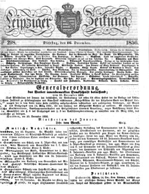 Leipziger Zeitung Dienstag 16. Dezember 1856