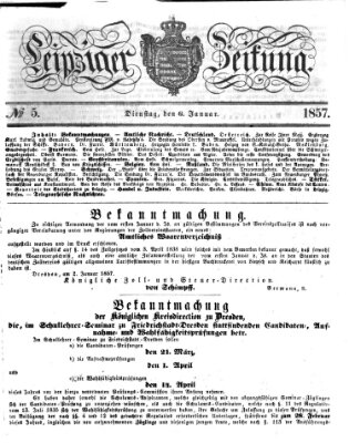 Leipziger Zeitung Dienstag 6. Januar 1857