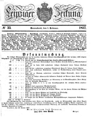 Leipziger Zeitung Samstag 7. Februar 1857