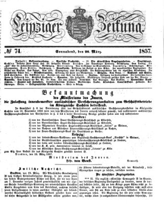 Leipziger Zeitung Samstag 28. März 1857