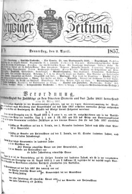 Leipziger Zeitung Donnerstag 2. April 1857