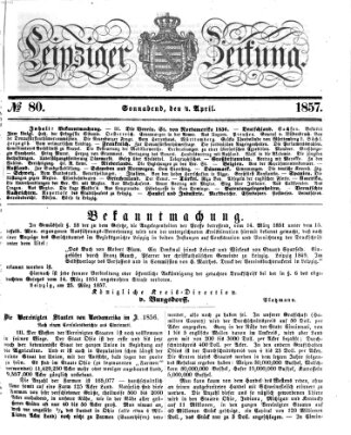 Leipziger Zeitung Samstag 4. April 1857