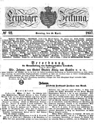 Leipziger Zeitung Sonntag 19. April 1857