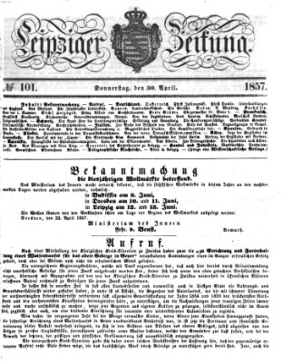 Leipziger Zeitung Donnerstag 30. April 1857