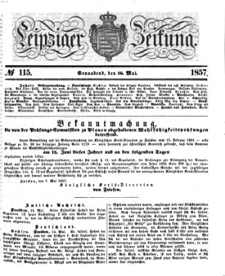 Leipziger Zeitung Samstag 16. Mai 1857