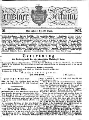 Leipziger Zeitung Samstag 27. Juni 1857