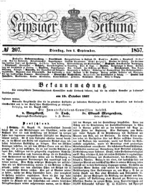 Leipziger Zeitung Dienstag 1. September 1857