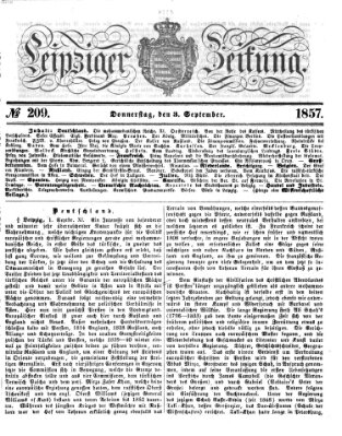 Leipziger Zeitung Donnerstag 3. September 1857