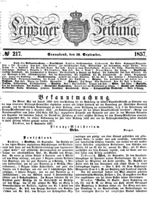 Leipziger Zeitung Samstag 12. September 1857