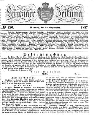 Leipziger Zeitung Mittwoch 23. September 1857