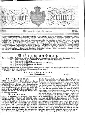 Leipziger Zeitung Mittwoch 30. September 1857