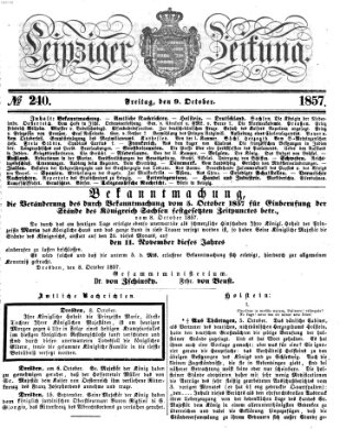 Leipziger Zeitung Freitag 9. Oktober 1857