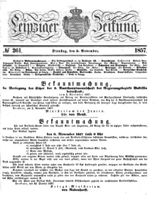 Leipziger Zeitung Dienstag 3. November 1857