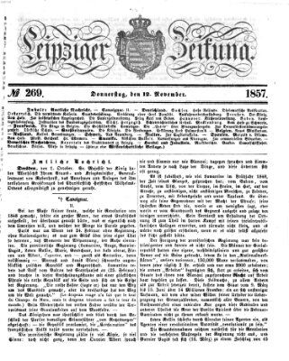 Leipziger Zeitung Donnerstag 12. November 1857