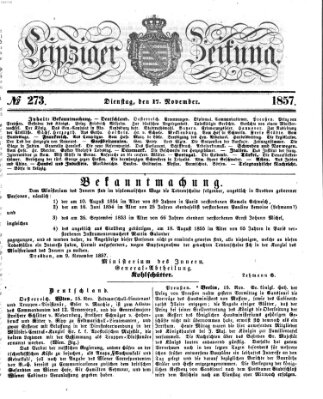 Leipziger Zeitung Dienstag 17. November 1857