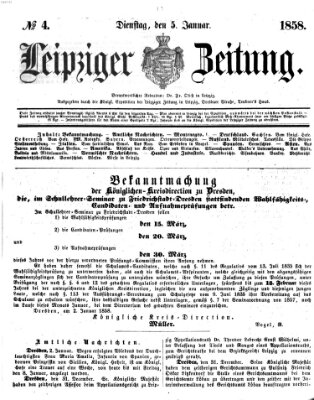 Leipziger Zeitung Dienstag 5. Januar 1858