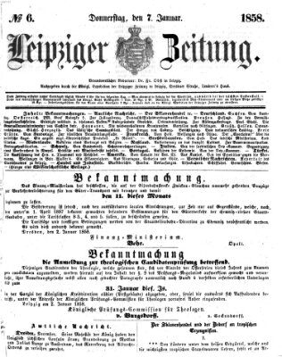 Leipziger Zeitung Donnerstag 7. Januar 1858