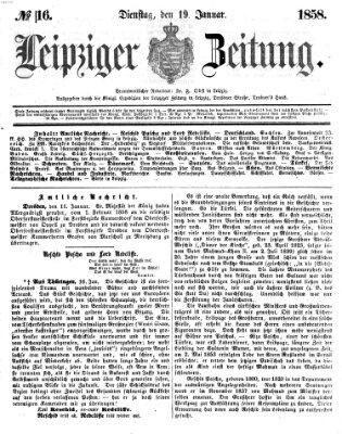 Leipziger Zeitung Dienstag 19. Januar 1858