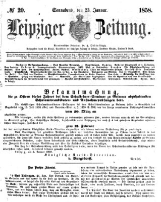 Leipziger Zeitung Samstag 23. Januar 1858