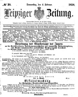 Leipziger Zeitung Donnerstag 4. Februar 1858