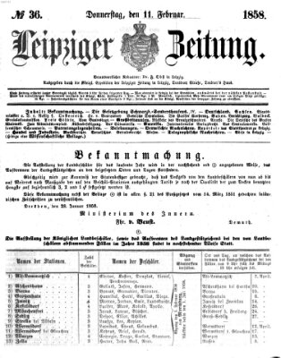 Leipziger Zeitung Donnerstag 11. Februar 1858