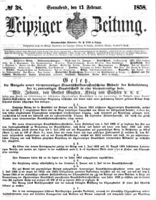 Leipziger Zeitung Samstag 13. Februar 1858