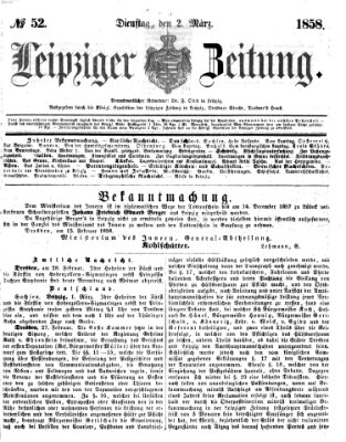 Leipziger Zeitung Dienstag 2. März 1858