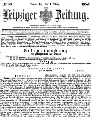 Leipziger Zeitung Donnerstag 4. März 1858