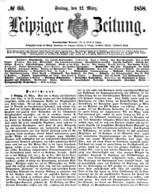 Leipziger Zeitung Freitag 12. März 1858