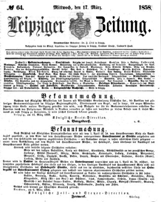 Leipziger Zeitung Mittwoch 17. März 1858