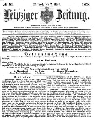 Leipziger Zeitung Mittwoch 7. April 1858