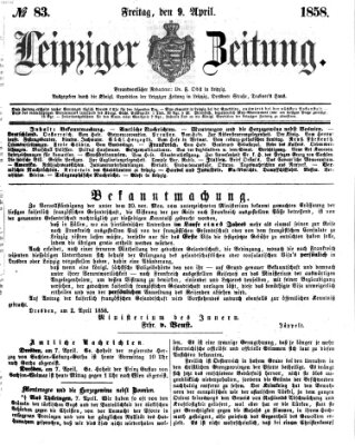 Leipziger Zeitung Freitag 9. April 1858