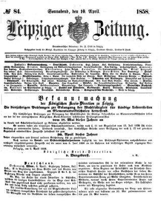 Leipziger Zeitung Samstag 10. April 1858