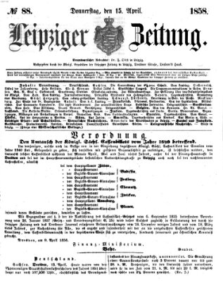 Leipziger Zeitung Donnerstag 15. April 1858