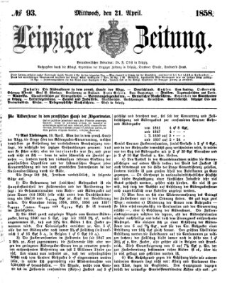 Leipziger Zeitung Mittwoch 21. April 1858