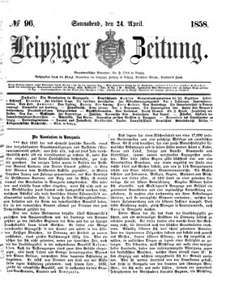 Leipziger Zeitung Samstag 24. April 1858