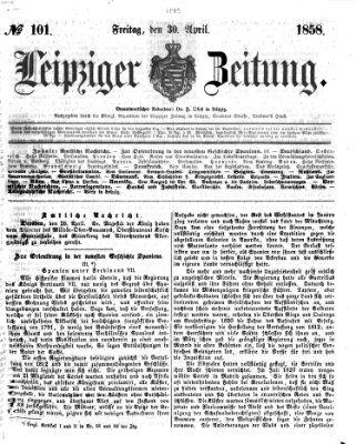 Leipziger Zeitung Freitag 30. April 1858