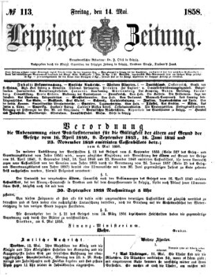 Leipziger Zeitung Freitag 14. Mai 1858