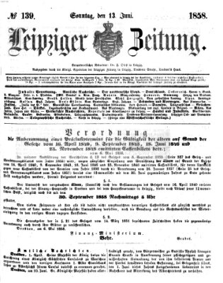 Leipziger Zeitung Sonntag 13. Juni 1858