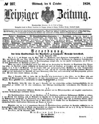 Leipziger Zeitung Mittwoch 6. Oktober 1858